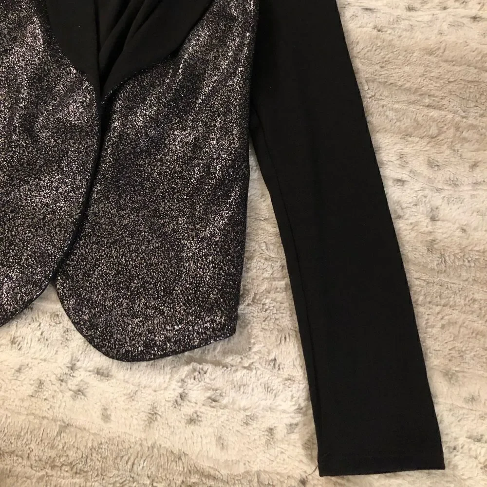 : : Formal Glitter Metallic Crop Jacket : :